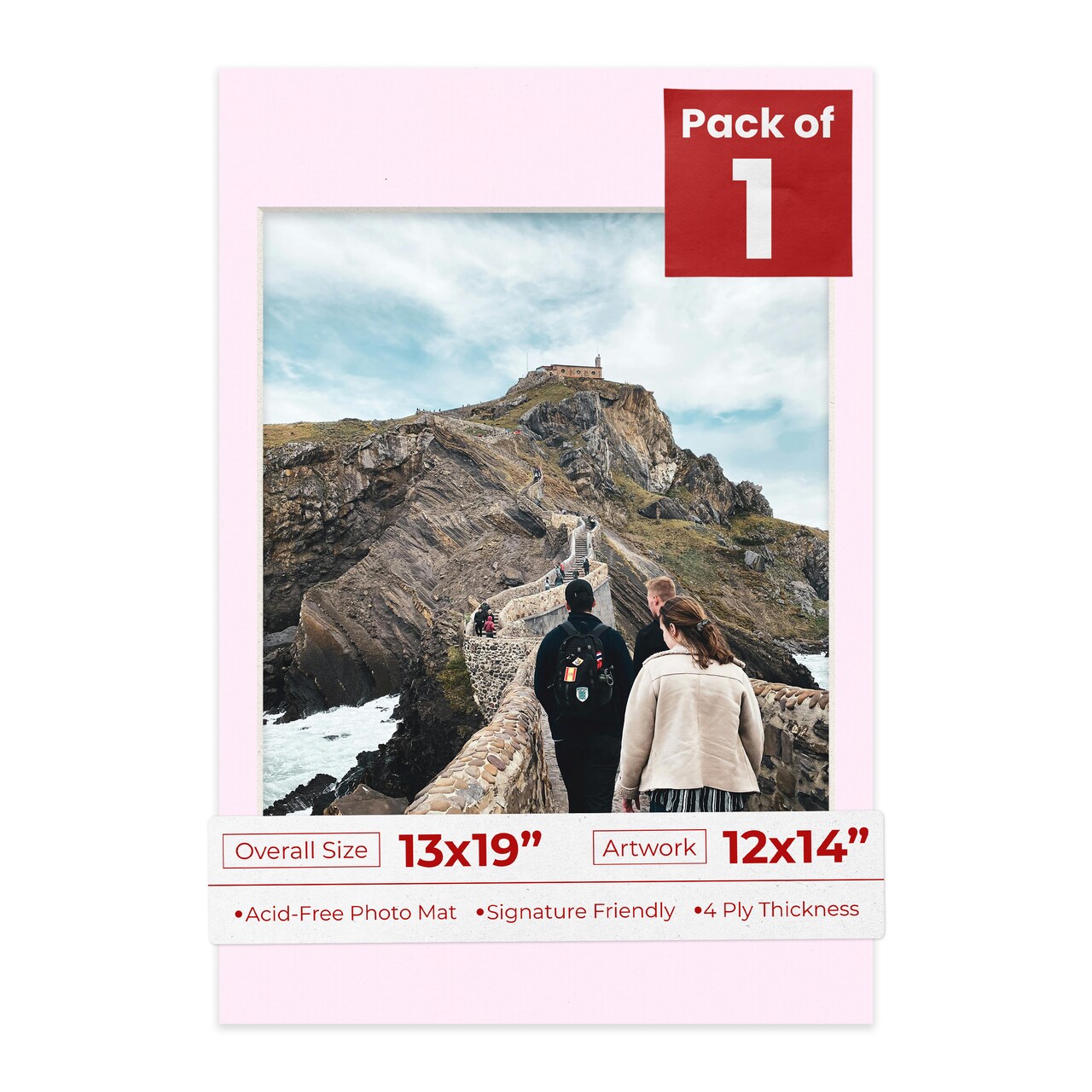 Hollyhock Pink Mat Board for 13x19 Frames - Fits 12x14 Photos